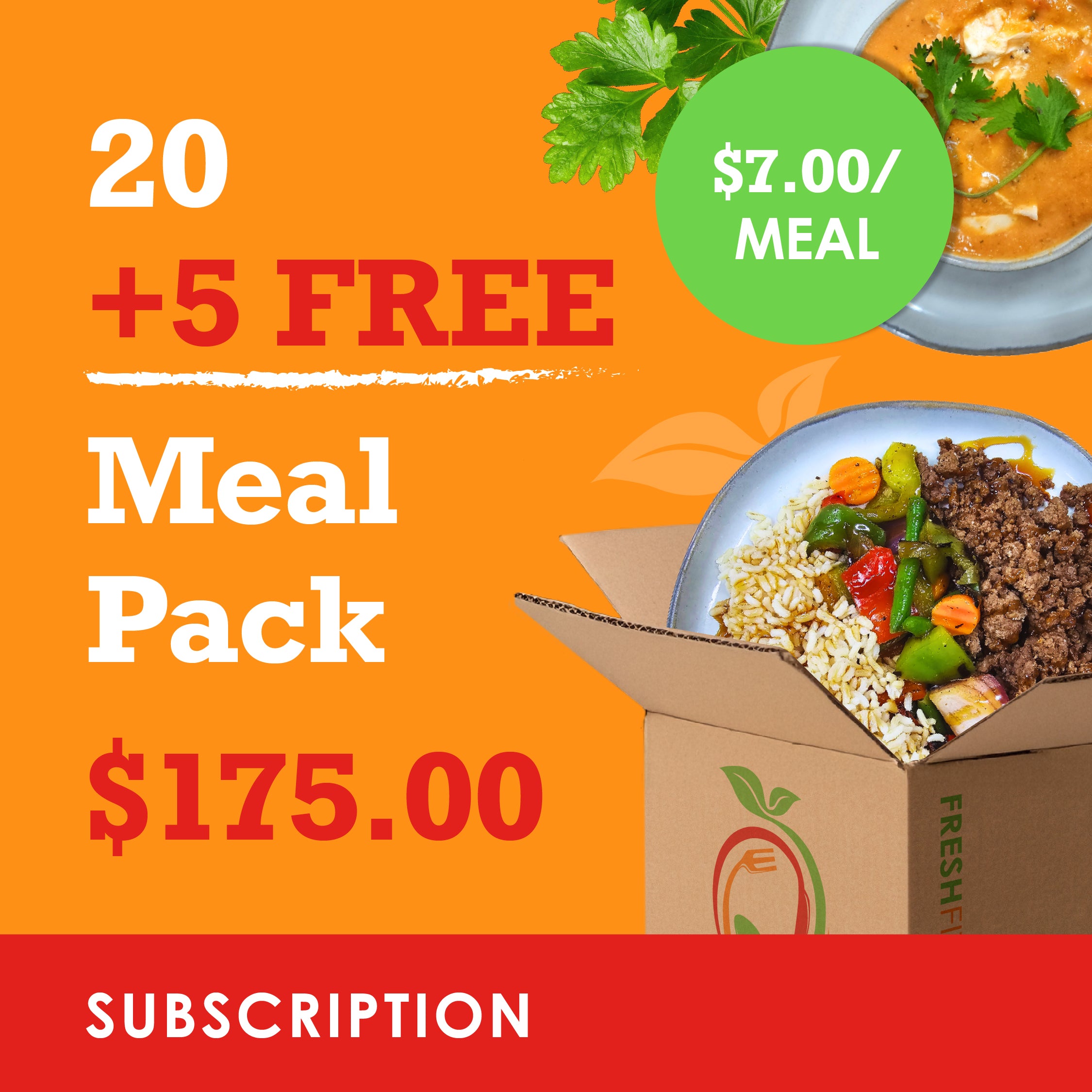 20 Meal Box + 5 Free! (Build here) *Subscription – Fresh Fit Meals