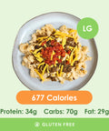 A generous serving of creamy mac and cheese, richly topped with seasoned ground meat and shredded cheddar cheese.