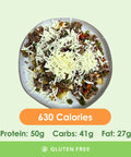 A savory Philly-style bowl packed with seasoned ground meat, peppers, onions, and topped generously with melted shredded cheese.