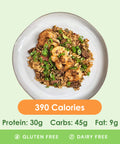 A hearty shrimp jambalaya with perfectly cooked shrimp, rice, and savory seasonings, garnished with fresh green onions.